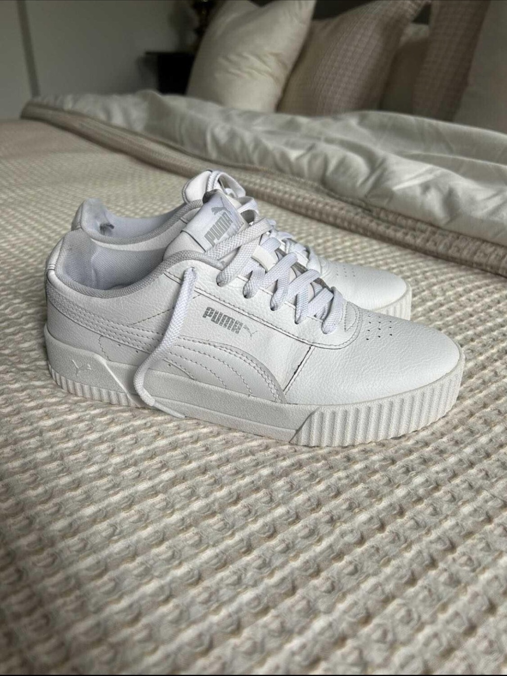 Puma Women's All-White Platform Casual Sneakers